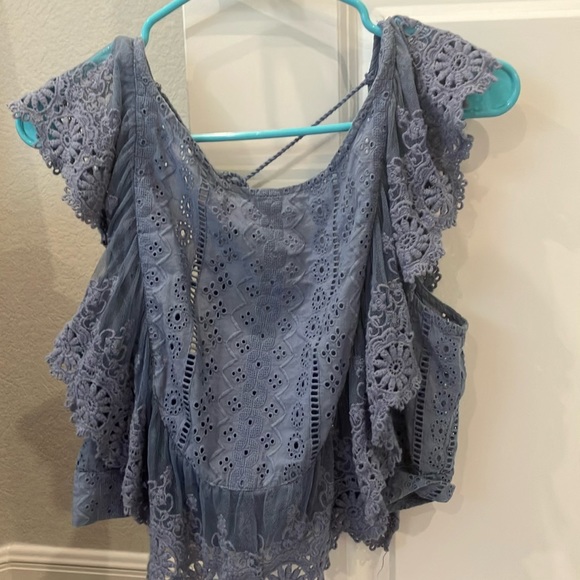Free People Tops - Free People lace blue crop top